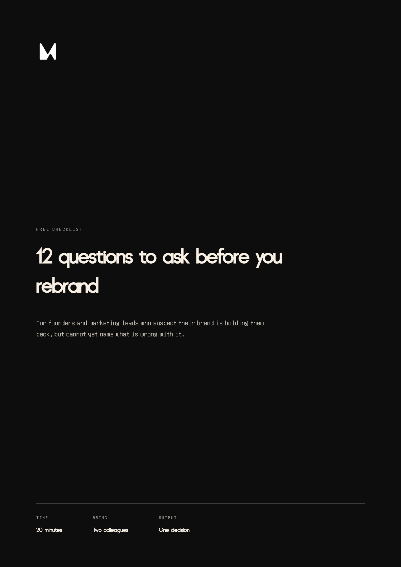 Cover of the 12 questions checklist